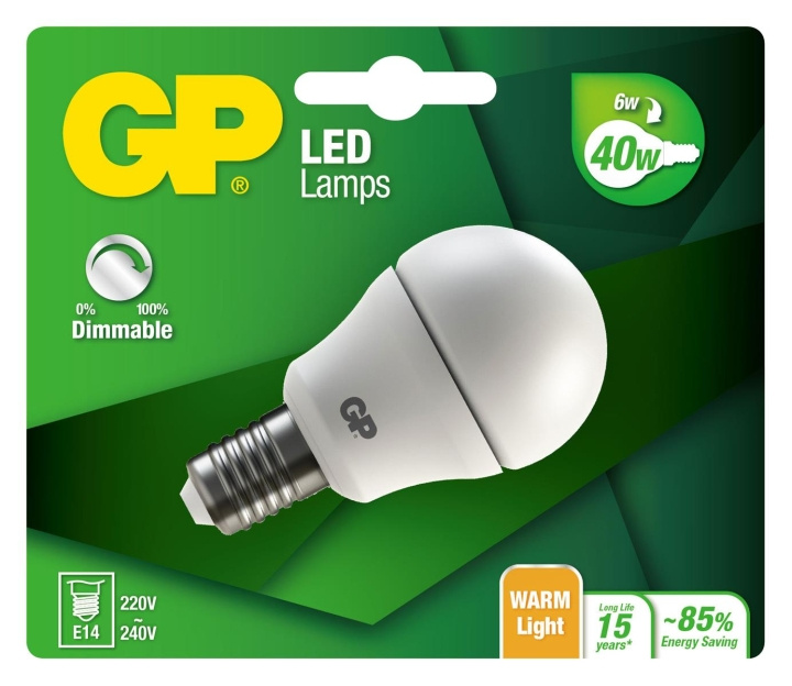 GP LED-lampa Mini Globe, E14, DIM, 6W (40W), 470lm i gruppen HEMELEKTRONIK / Belysning / LED-lampor hos TP E-commerce Nordic AB (D14211)