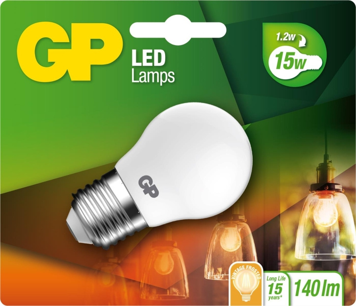 GP LED-lampa Filament Frozen Mini Globe, E27, 1,2W (15W), 136lm i gruppen HEMELEKTRONIK / Belysning / LED-lampor hos TP E-commerce Nordic AB (D14222)