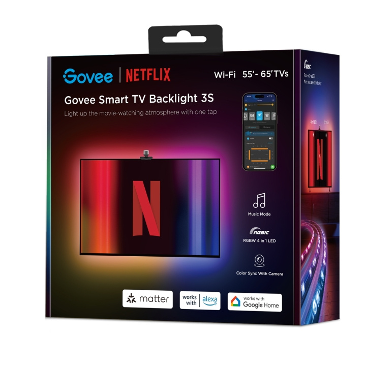 Govee TV Backlight 3 Lite (55-65 tum) - Netflix Edition - Förhöj din tittarupplevelse i gruppen HEM, HUSHÅLL & TRÄDGÅRD / Smarta hem / Smart belysning hos TP E-commerce Nordic AB (D14323)