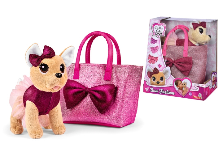 Chi Chi Love Bow Fashion Chihuahua med väska - 20cm (I-105893439) i gruppen LEKSAKER, BARN- & BABYPRODUKTER / Leksaker / Lilla hemmet & Rollek hos TP E-commerce Nordic AB (D14341)