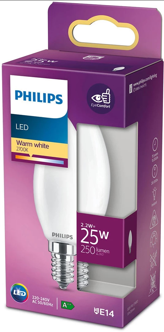 Köp Philips LED Classic 25W B35 E14, Varmvit | Teknikproffset.se